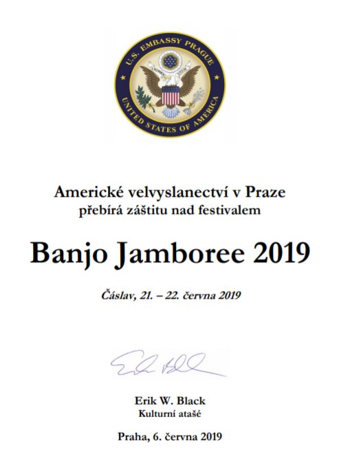 Banjo Jamboree 2019 v Čáslavi - záštita Amerického velvyslanectví