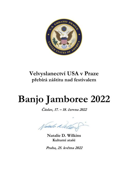 Banjo Jamboree 2022 v Čáslavi - záštita Amerického velvyslanectví
